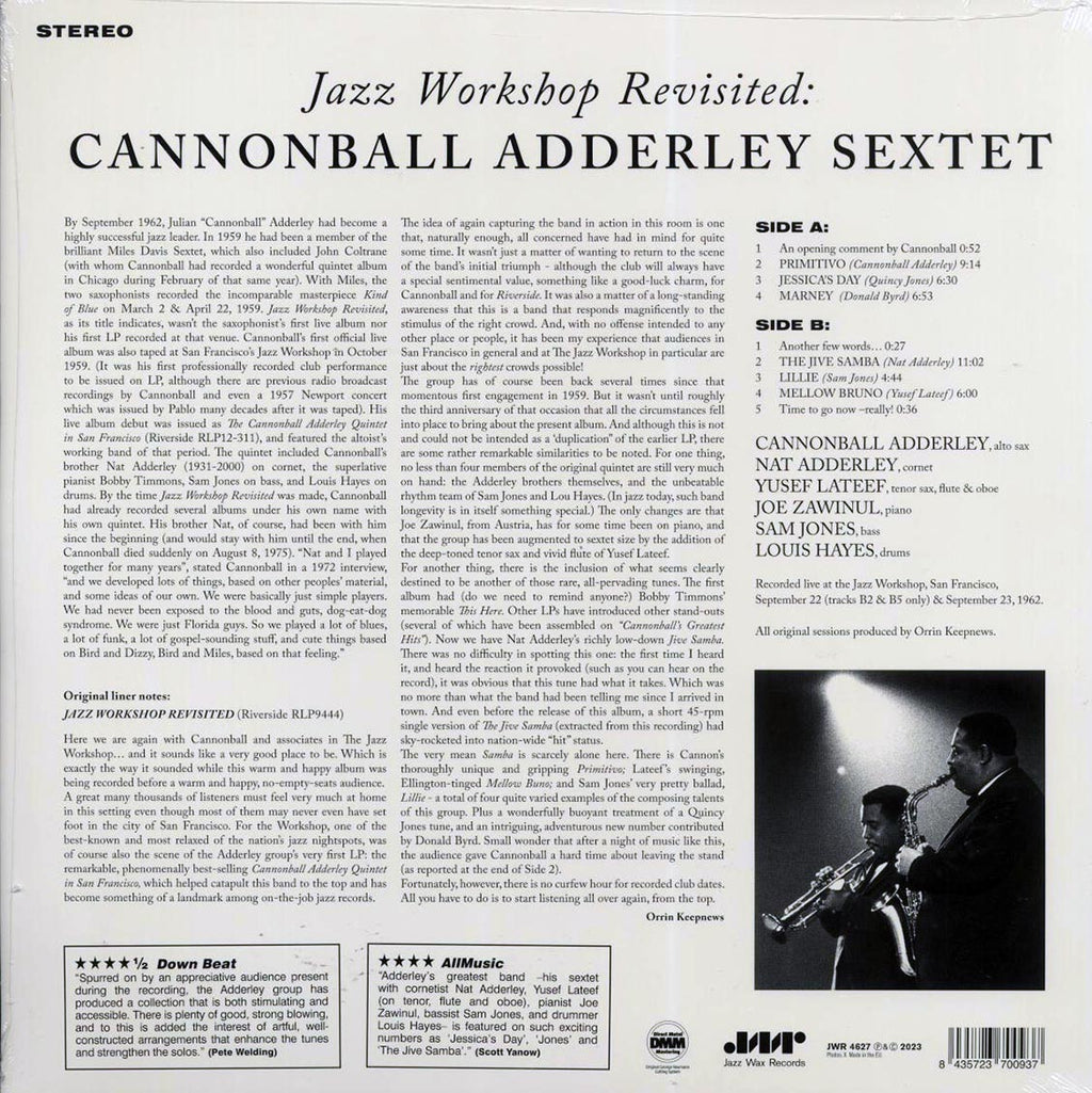 Cannonball Adderley Sextet - Jazz Workshop Revisited (ltd. ed.) (180g) vinyl LP back cover