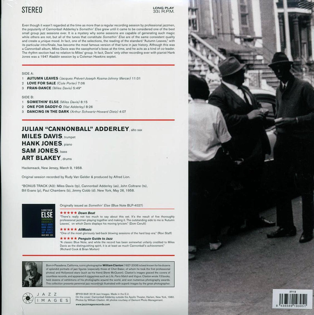 Cannonball Adderley, Miles Davis - Somethin' Else (+bonus track) (ltd. ed.) (180g) vinyl LP back cover