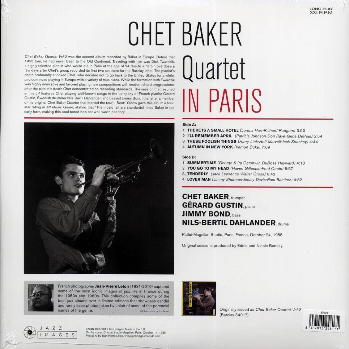 Chet Baker Quartet - In Paris (ltd. ed.) (180g) vinyl LP back cover