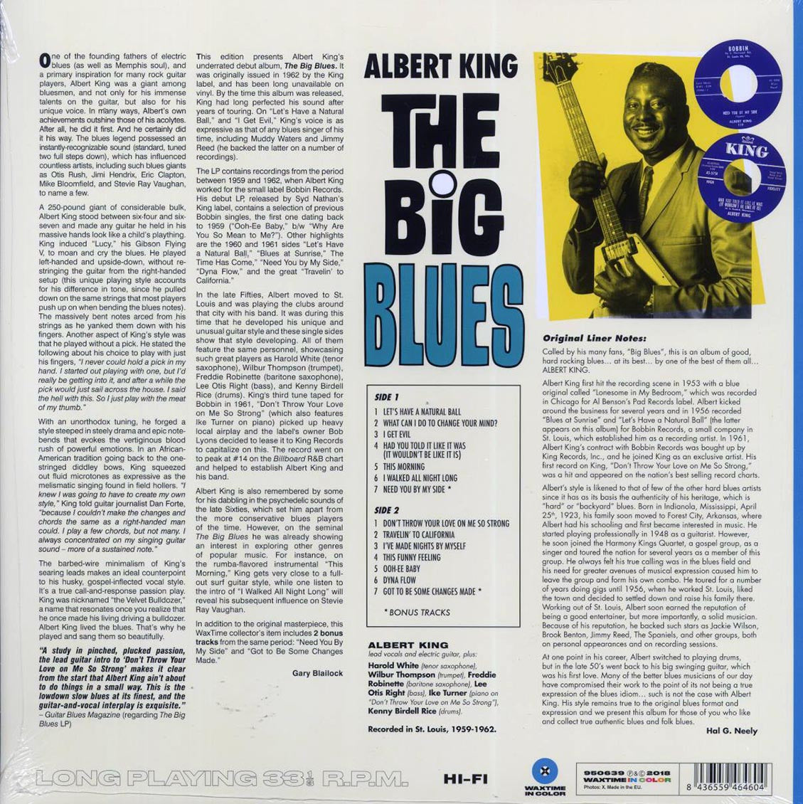 Albert King - The Big Blues (+2 bonus tracks) (ltd. ed.) (180g) (blue vinyl) vinyl LP back cover