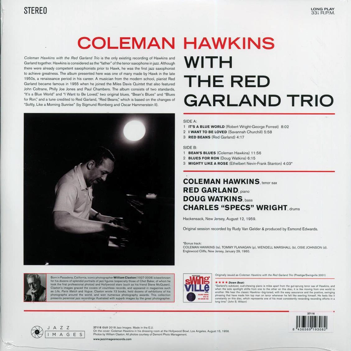 Coleman Hawkins, Red Garland Trio - Coleman Hawkins With The Red Garland Trio (+bonus track) (ltd. ed.) (180g) vinyl LP back cover