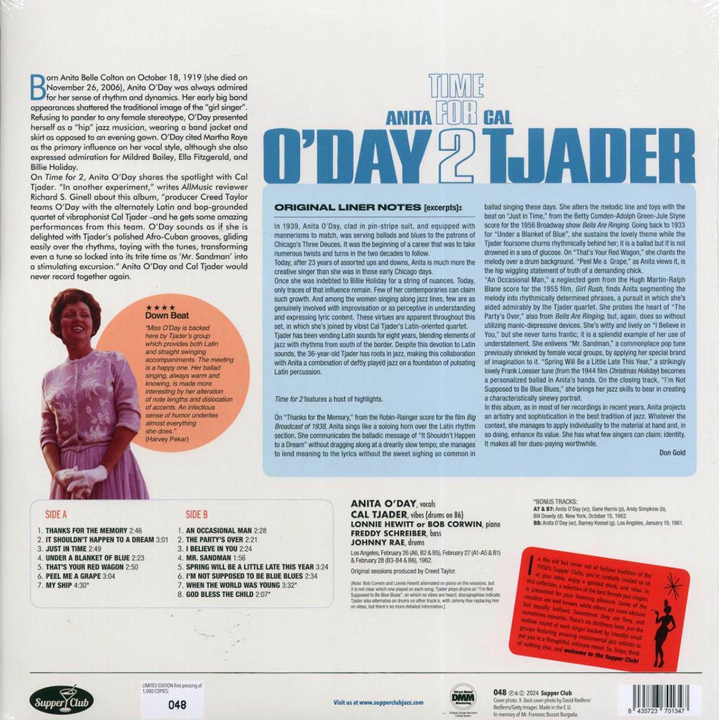 Anita O'Day, Cal Tjader - Time For 2 (ltd. ed.) (180g) vinyl LP back cover