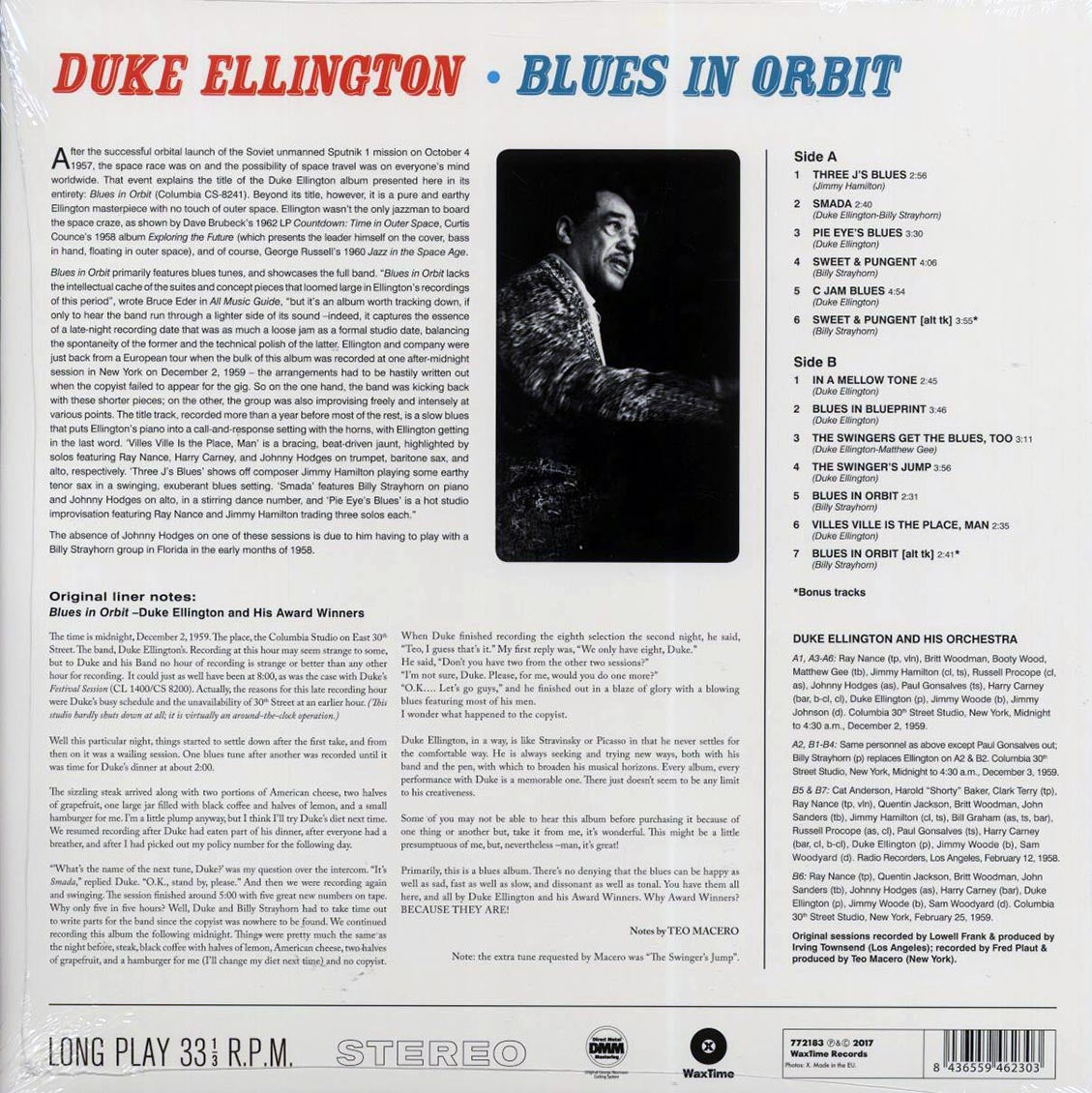 Duke Ellington - Blues In Orbit (+2 bonus tracks) (ltd. ed.) (180g) vinyl LP back cover