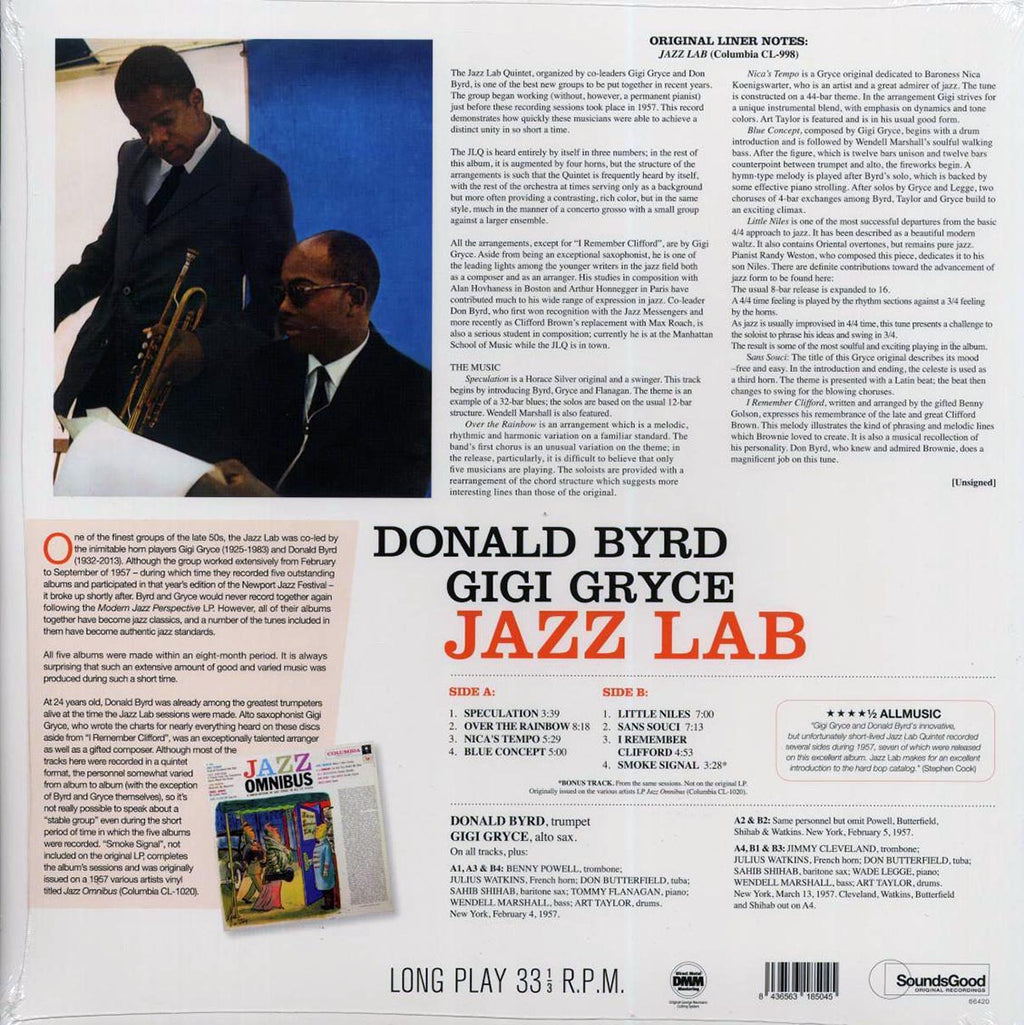 Don Byrd, Gigi Gryce - Jazz Lab (+bonus track) (ltd. ed.) (180g) vinyl LP back cover