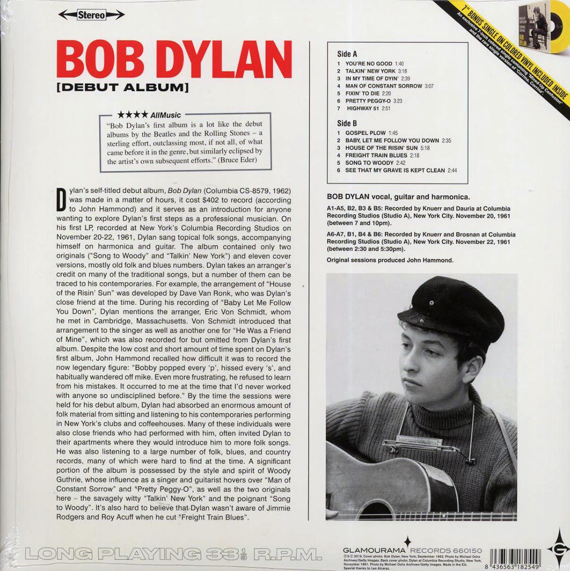 Bob Dylan - Bob Dylan (ltd. ed.) (180g) (incl. a bonus 45rpm vinyl) vinyl LP back cover