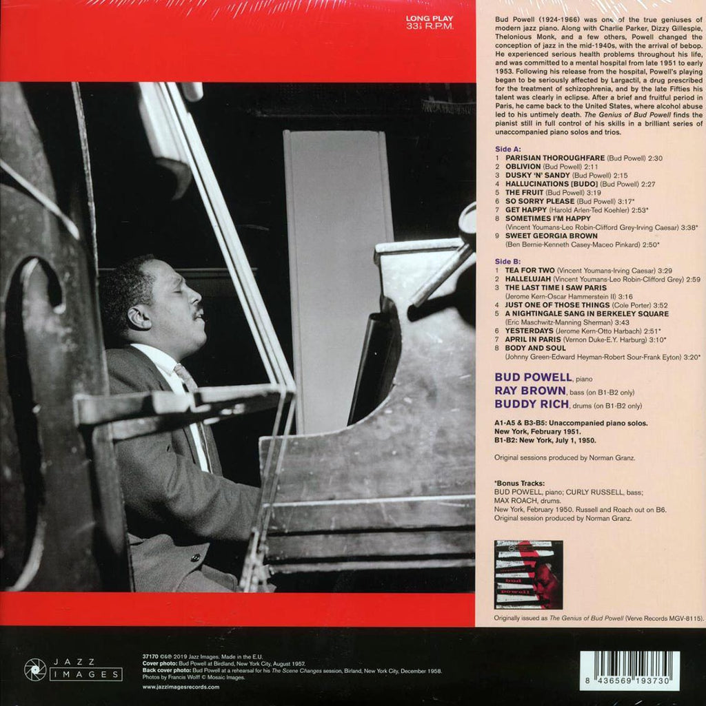 Bud Powell - The Genius Of Bud Powell (+7 bonus tracks) (ltd. ed.) (180g) vinyl LP back cover