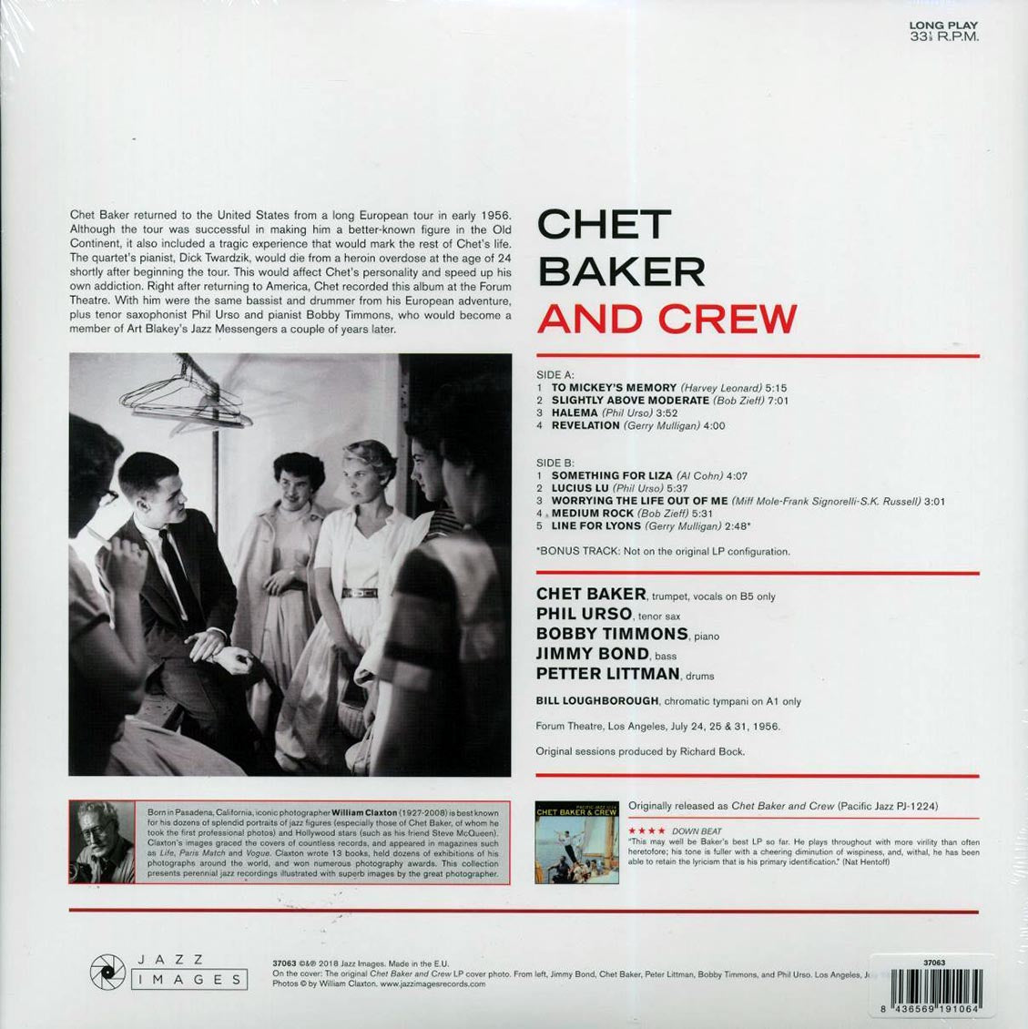 Chet Baker & Crew - Chet Baker & Crew (+bonus track) (ltd. ed.) (180g) vinyl LP back cover