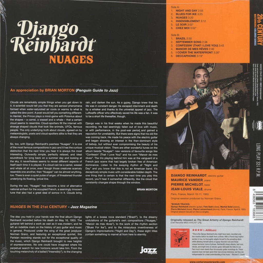 Django Reinhardt - Nuages (+4 bonus tracks) (ltd. ed.) (180g) (orange vinyl) vinyl LP back cover