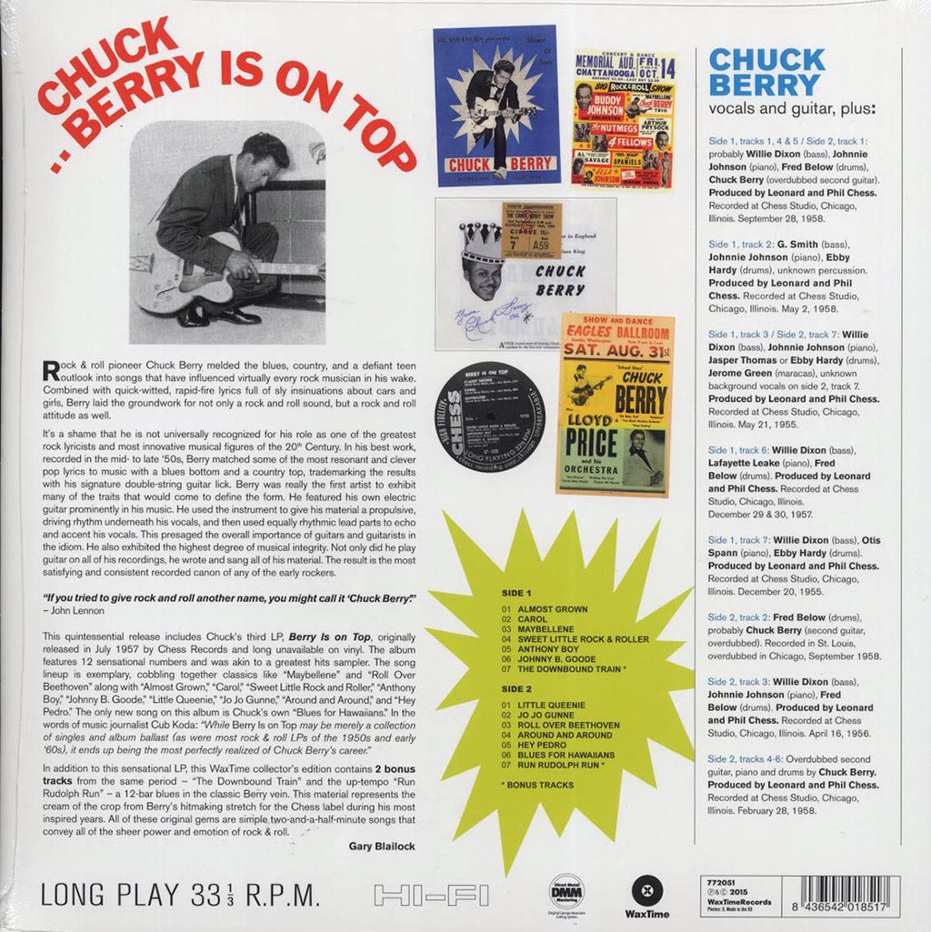Chuck Berry - Berry Is On Top (+2 bonus tracks) (ltd. ed.) (180g) vinyl LP back cover