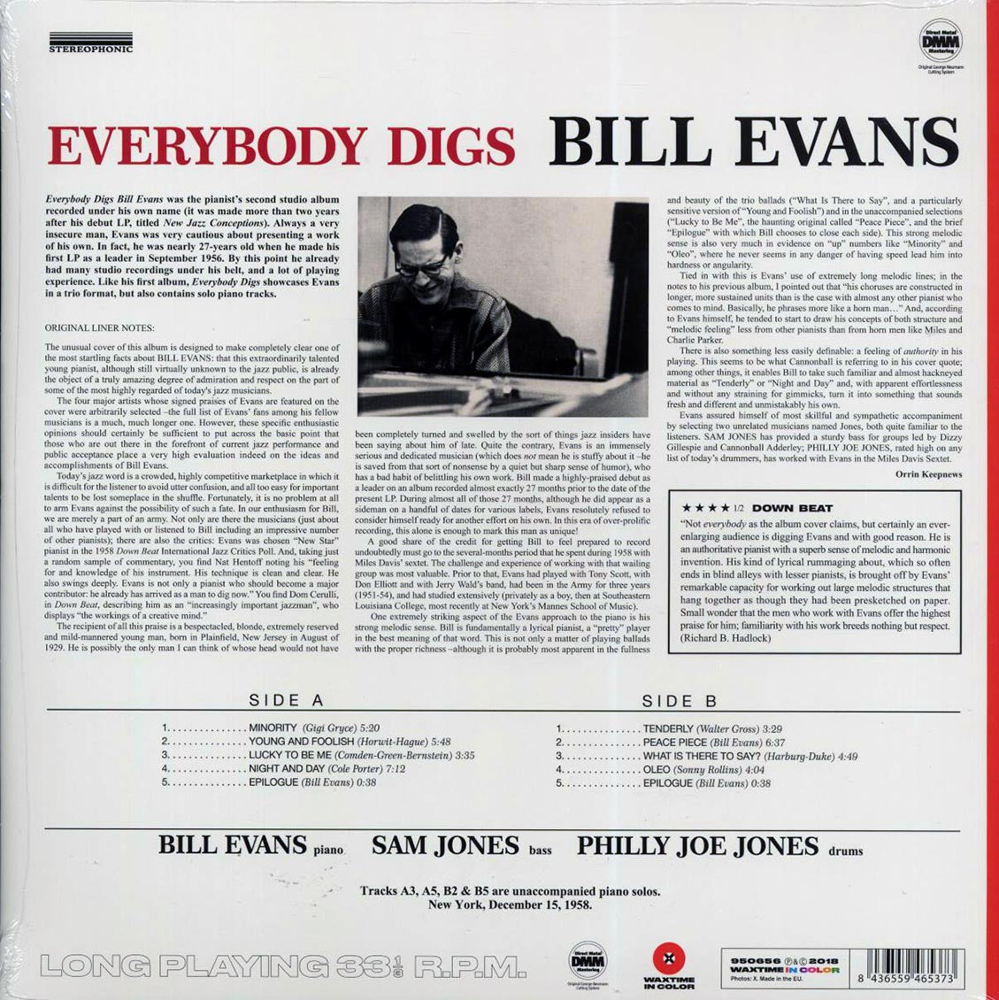 Bill Evans - Everybody Digs Bill Evans (ltd. ed.) (180g) (red vinyl) vinyl LP back cover