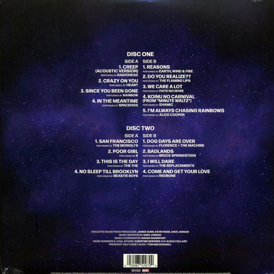 Radiohead, The Beastie Boys, Heart, The Replacements, Florence & The Machine, Etc. - Guardians Of The Galaxy Volume 3: Awesome Mix Volume 3 (2xLP) vinyl LP back cover