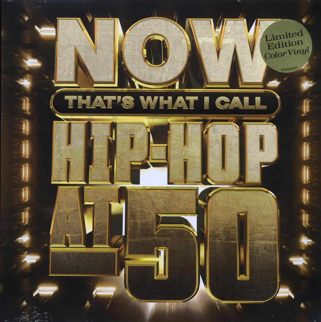 Sugarhill Gang, Grandmaster Flash, Public Enemy, Nas, Notorious BIG, OutKast, 50 Cent, Snoog Dogg, Future, Run-DMC, Etc. - Now That's What I Call Hip-Hop At 50 (2xLP) (black ice vinyl) vinyl LP front cover