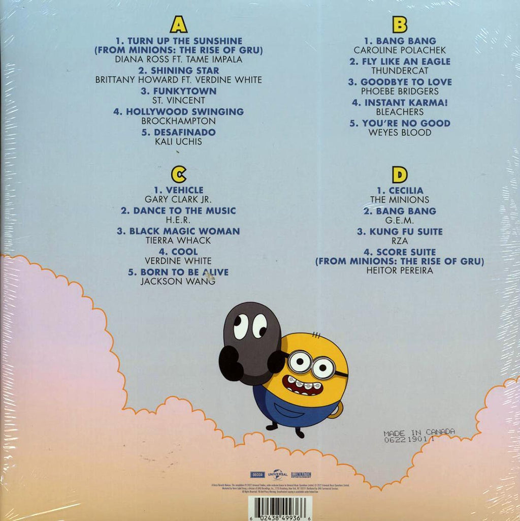 Diana Ross, Tame Impala, Brittany Howard, St. Vincent, Etc. - Minions: The Rise Of Gru Original Motion Picture Soundtrack (2xLP) (yellow vinyl) vinyl LP back cover