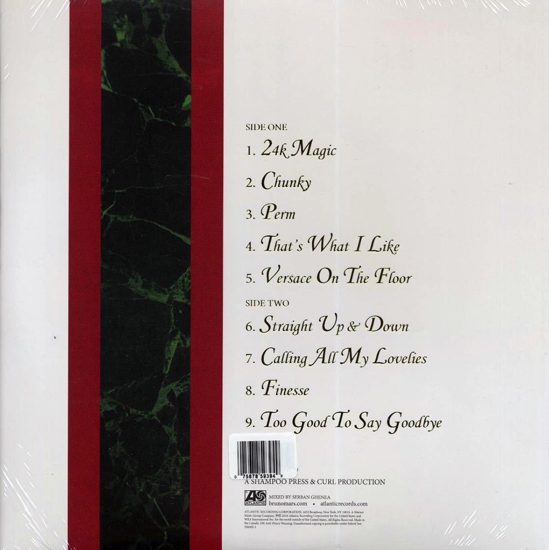 Bruno Mars - XXIVK Magic (ltd. ed.) (gold vinyl) vinyl LP back cover