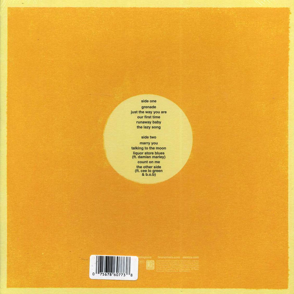 Bruno Mars - Doo-Wops & Hooligans (ltd. ed.) (yellow vinyl) vinyl LP back cover
