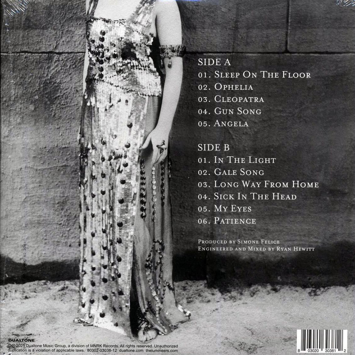 The Lumineers - Cleopatra (ltd. ed.) (green vinyl) vinyl LP back cover