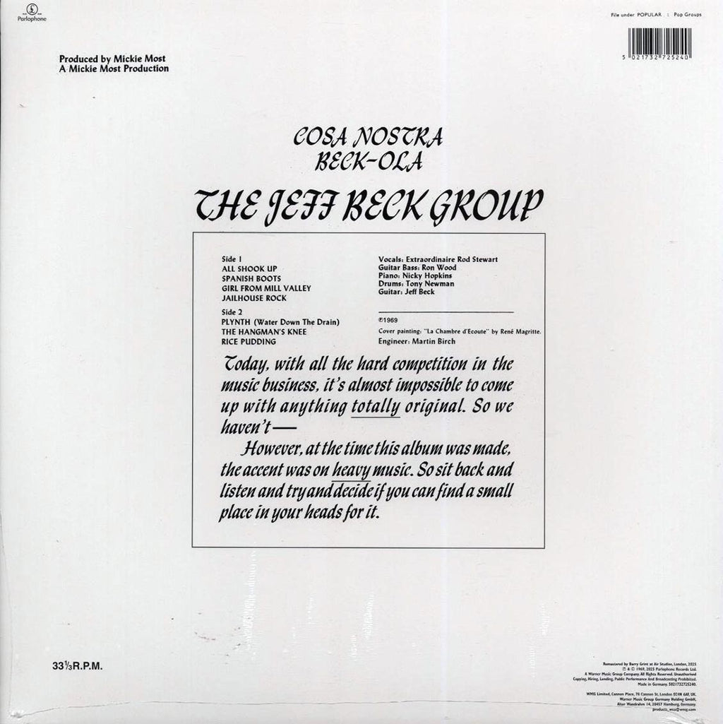 Jeff Beck Group - Beck-Ola (white vinyl) vinyl LP back cover