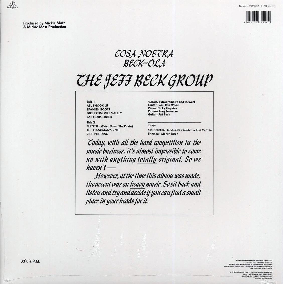 Jeff Beck Group - Beck-Ola (white vinyl) vinyl LP back cover