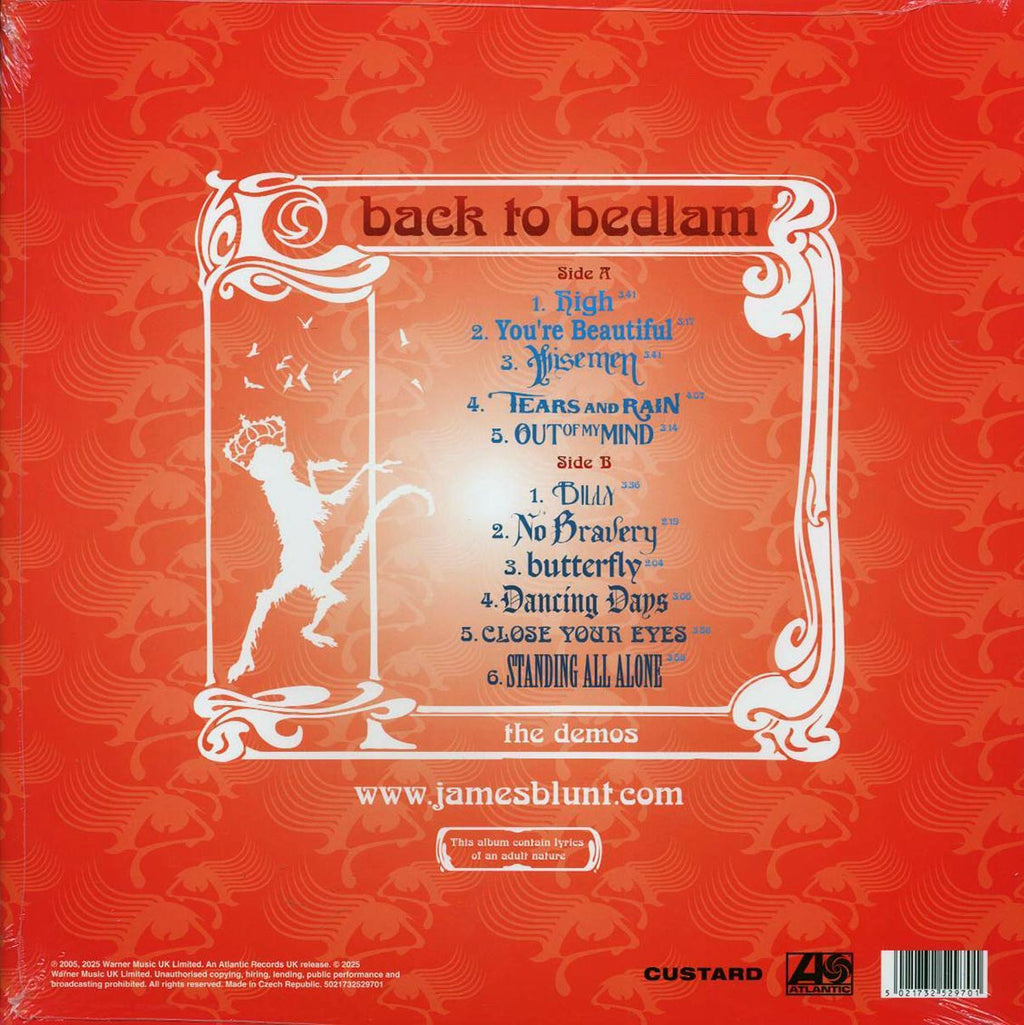 James Blunt - Back To Bedlam: The Demos (RSD 2025) (ltd. ed.) (red vinyl) vinyl LP back cover