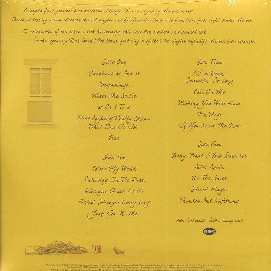 Chicago - Chicago IX 50th Anniversary Expanded Greatest Hits (50th Anniv. Ed.) (+bonus tracks) (2xLP) (expanded edition) vinyl LP back cover
