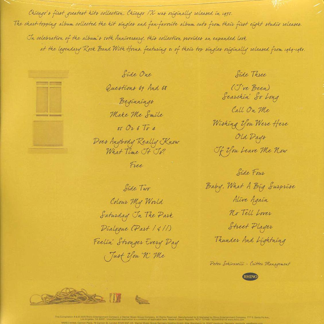 Chicago - Chicago IX 50th Anniversary Expanded Greatest Hits (50th Anniv. Ed.) (+bonus tracks) (2xLP) (expanded edition) vinyl LP back cover