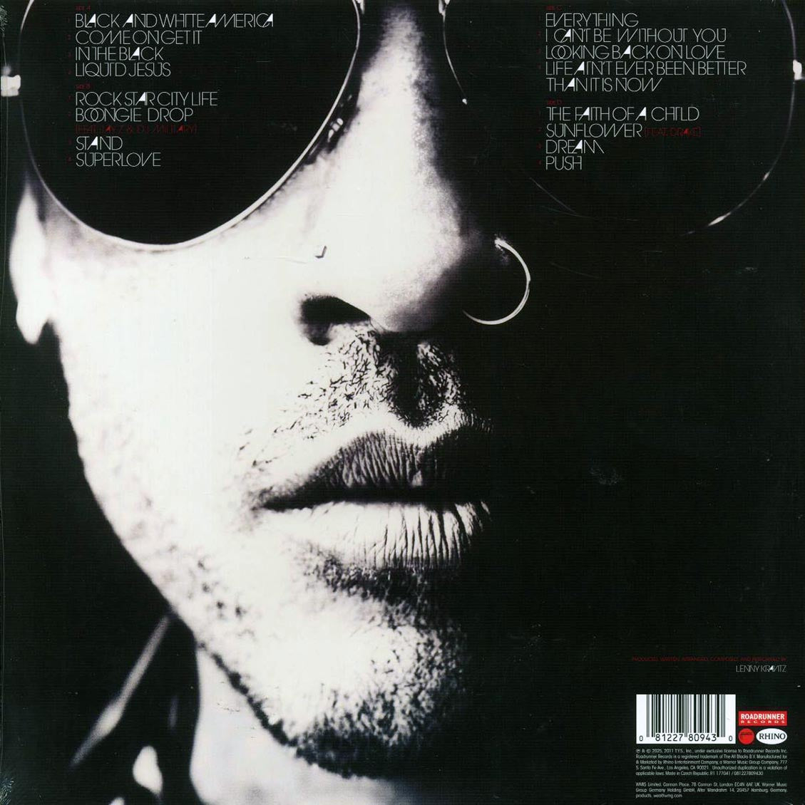Lenny Kravitz - Black And White America (2xLP) vinyl LP back cover