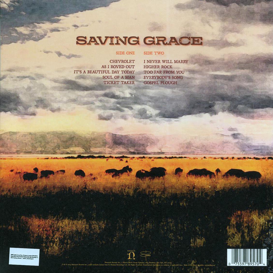 Robert Plant, Suzi Dian - Saving Grace vinyl LP back cover