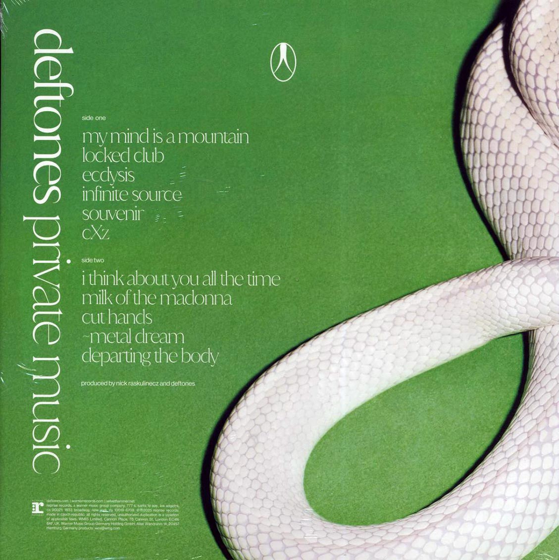 Deftones - Private Music vinyl LP back cover