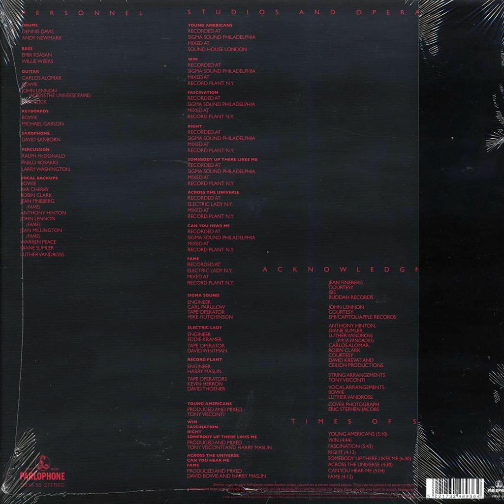 David Bowie - Young Americans (180g) vinyl LP back cover
