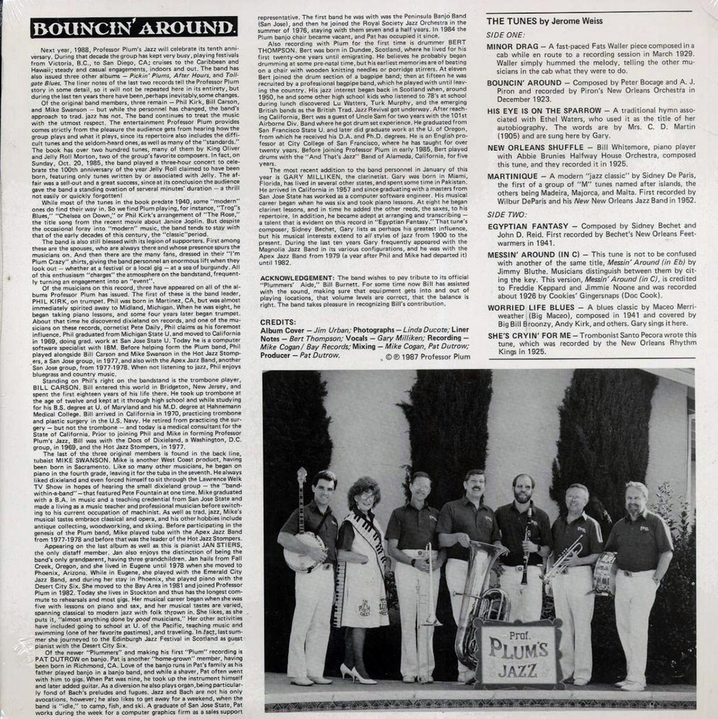 Prof. Plum's Jazz - Bouncin' Around vinyl LP back cover