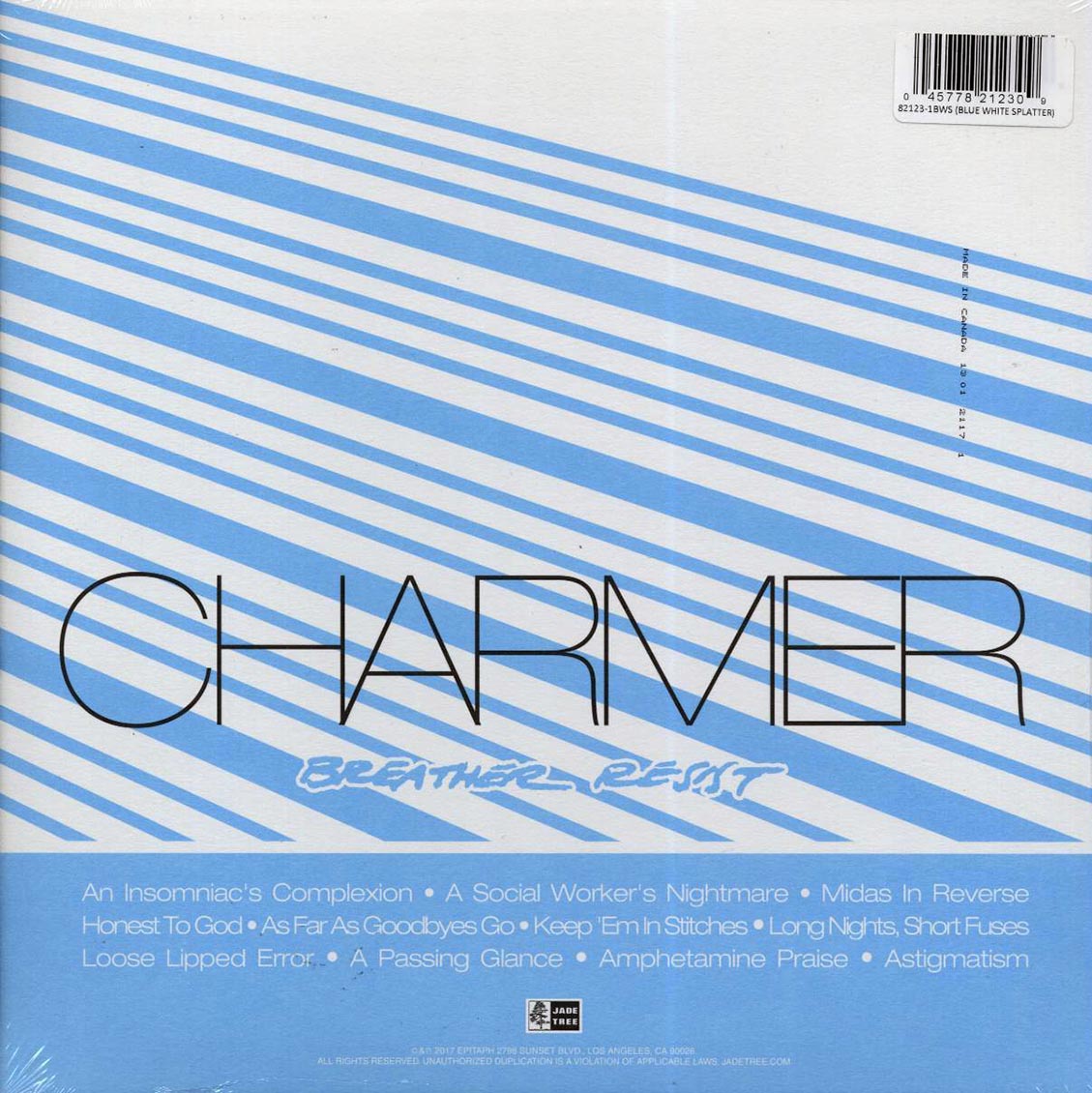 Breather Resist - Charmer (RSD 2025) (ltd. ed.) (baby blue/white splatter vinyl) vinyl LP back cover