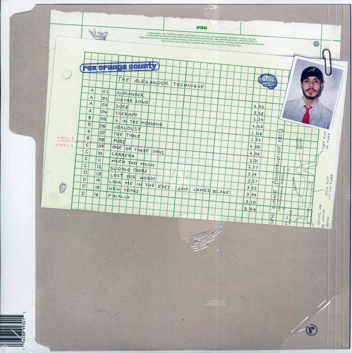Rex Orange County - The Alexander Technique vinyl LP back cover