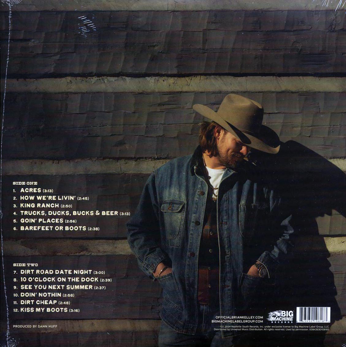 Brian Kelley - Tennessee Truth (gold vinyl) vinyl LP back cover