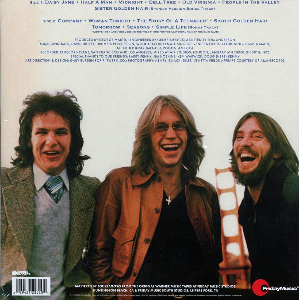 America - Hearts (50th Anniv. Ed.) (+2 bonus tracks) (RSD 2025) (ltd. ed.) (expanded edition) vinyl LP back cover