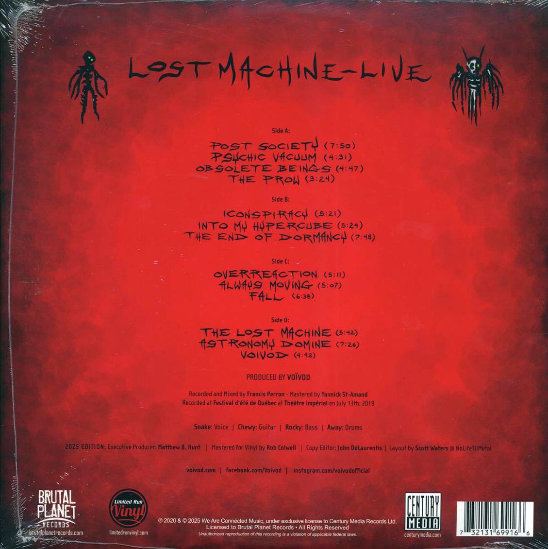 Voivod - Lost Machine - Live (RSD 2025) (ltd. ed.) (2xLP) (orange/strawberry swirl vinyl) vinyl LP back cover
