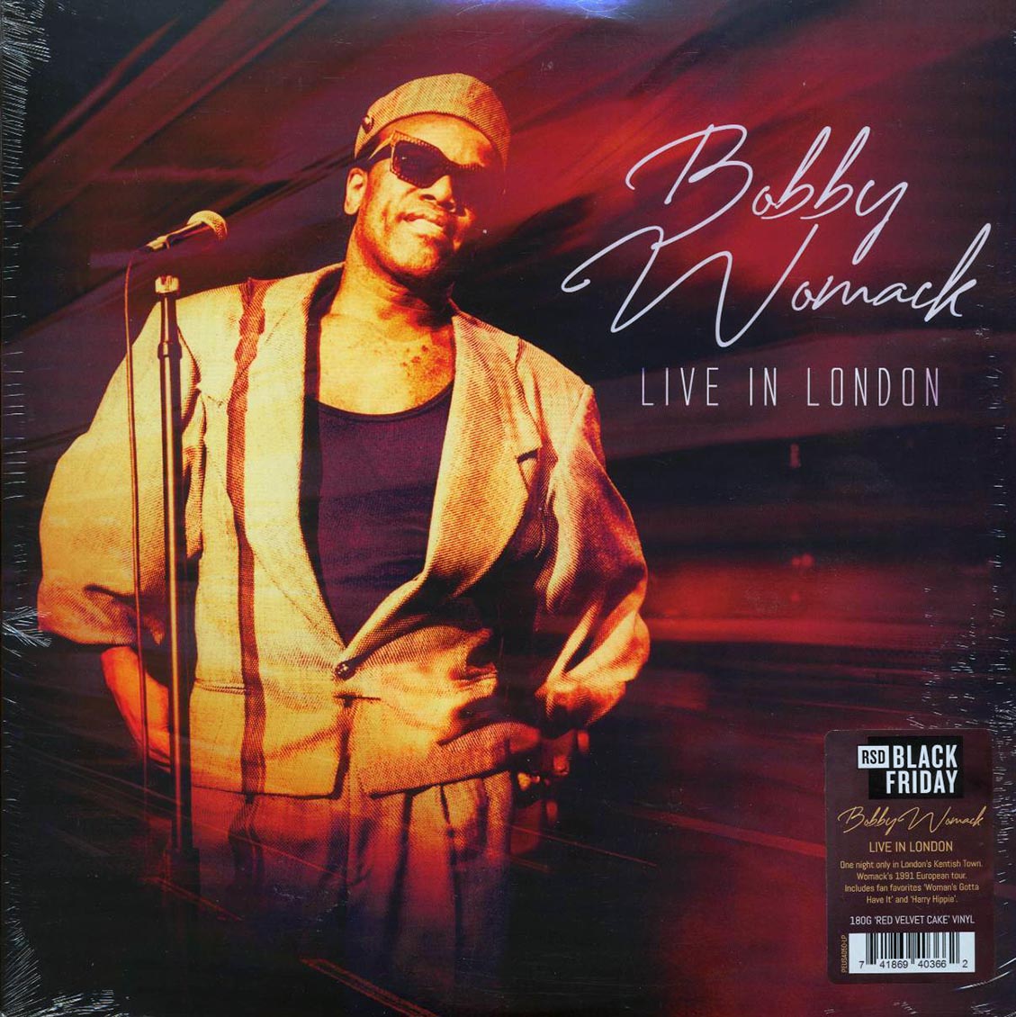 Bobby Womack - Live In London (RSD 2025) (2xLP) (180g) (red velvet cake vinyl) vinyl LP front cover