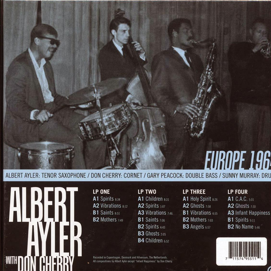 Albert Ayler, Don Cherry - Europe 1964 (RSD 2025) (ltd. ed.) (4xLP) (box set) vinyl LP back cover