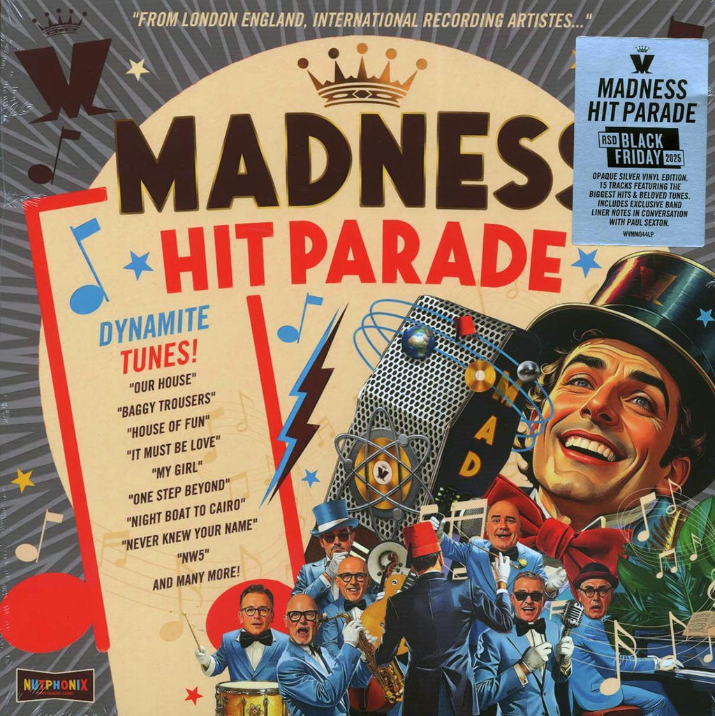 Madness - Hit Parade: Dynamite Tunes! (RSD 2025) (opaque silver vinyl) vinyl LP front cover