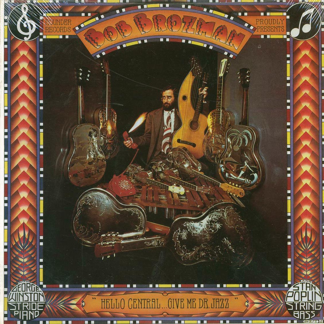 Bob Brozman - Hello Central Give Me Dr. Jazz (1985 FIRST PRESS) vinyl LP front cover