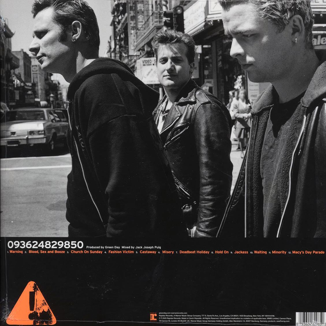 Green Day - Warning: (25th Anniv. Ed.) (ltd. ed.) (neon orange vinyl) (remastered) vinyl LP back cover