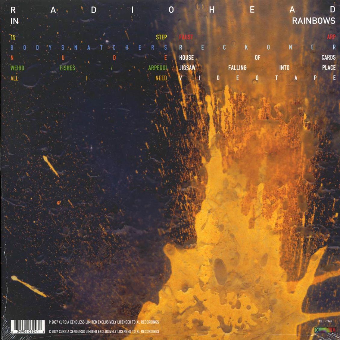 Radiohead - In Rainbows (180g) vinyl LP back cover