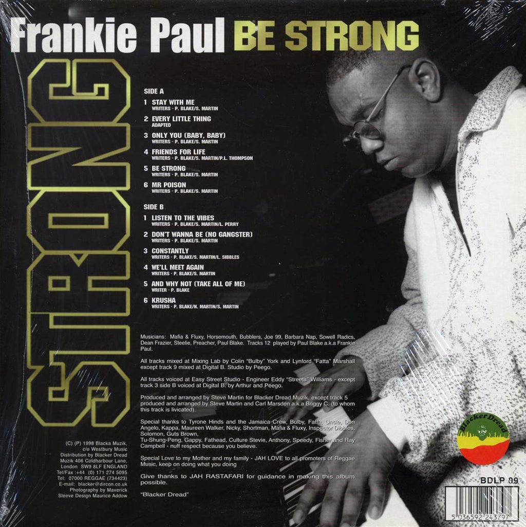 Frankie Paul - Be Strong vinyl LP back cover