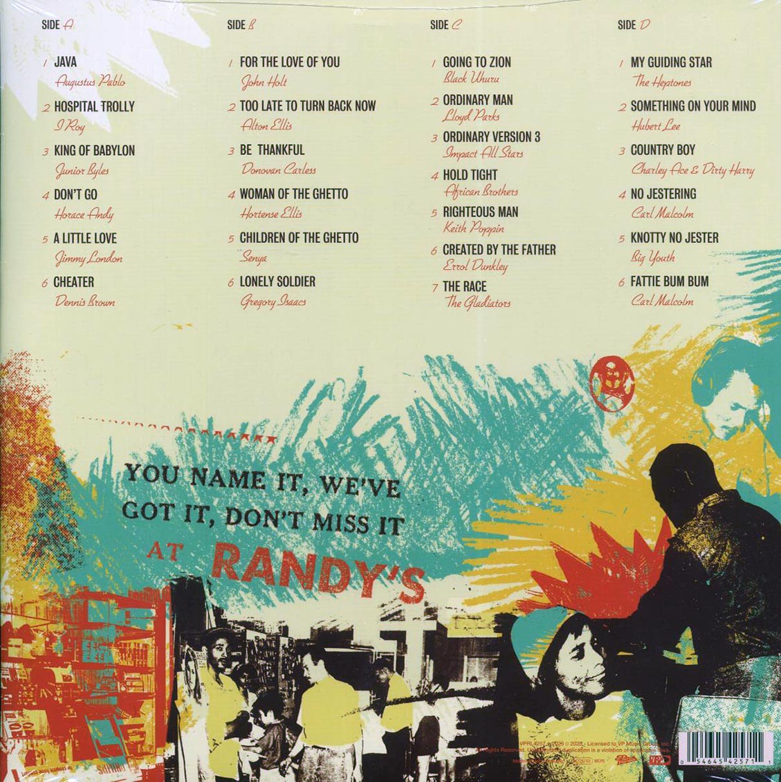 The Gladiators, Gregory Isaacs, The Heptones, I Roy, Errol Dunkley, Etc. - Randy's 50th Anniversary Chapter 2: Reggae Anthology (2xLP) vinyl LP back cover