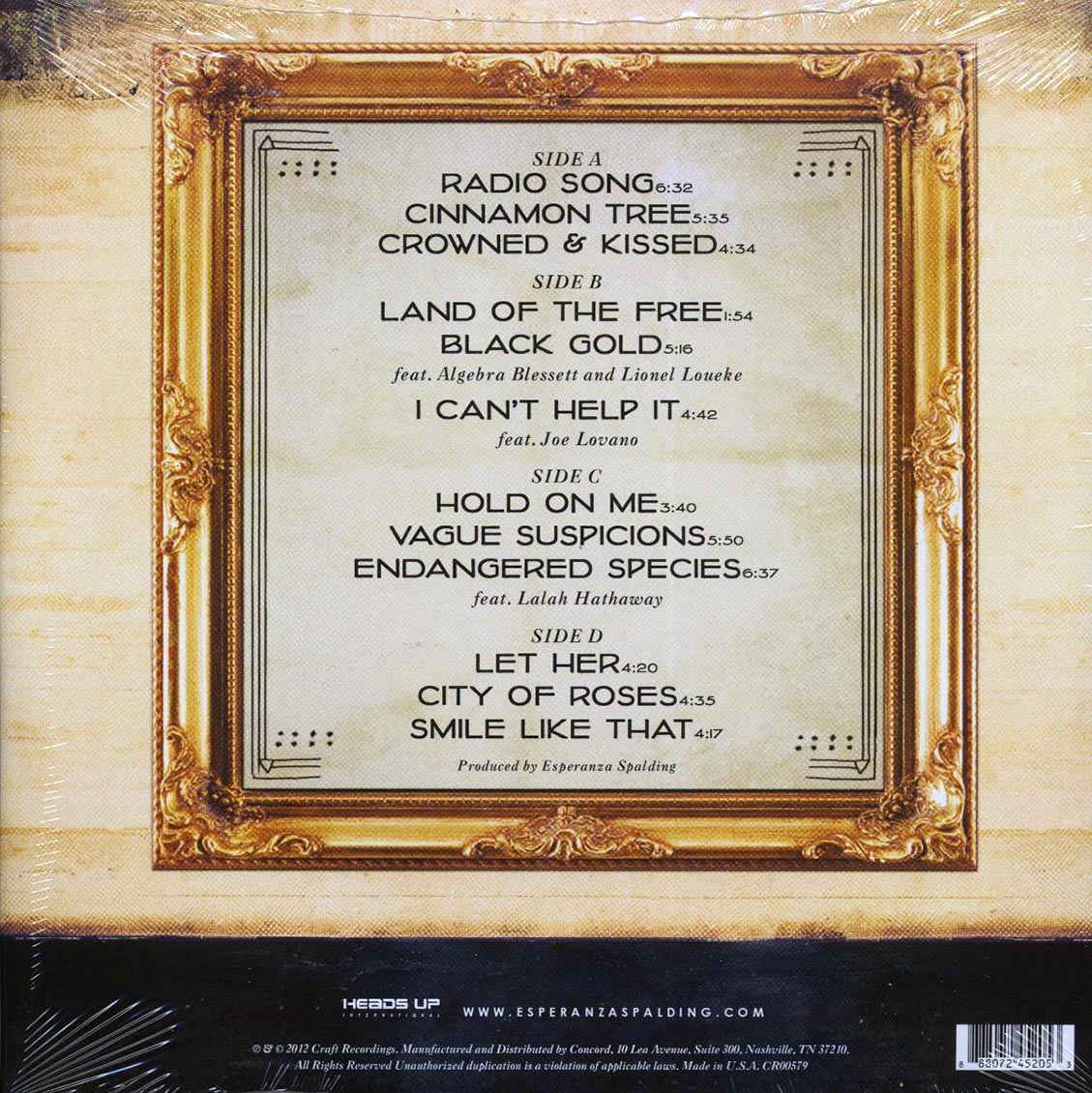 Esperanza Spalding - Radio Music Society (10th Anniv. Ed.) (2xLP) (180g) (RTI press) vinyl LP back cover