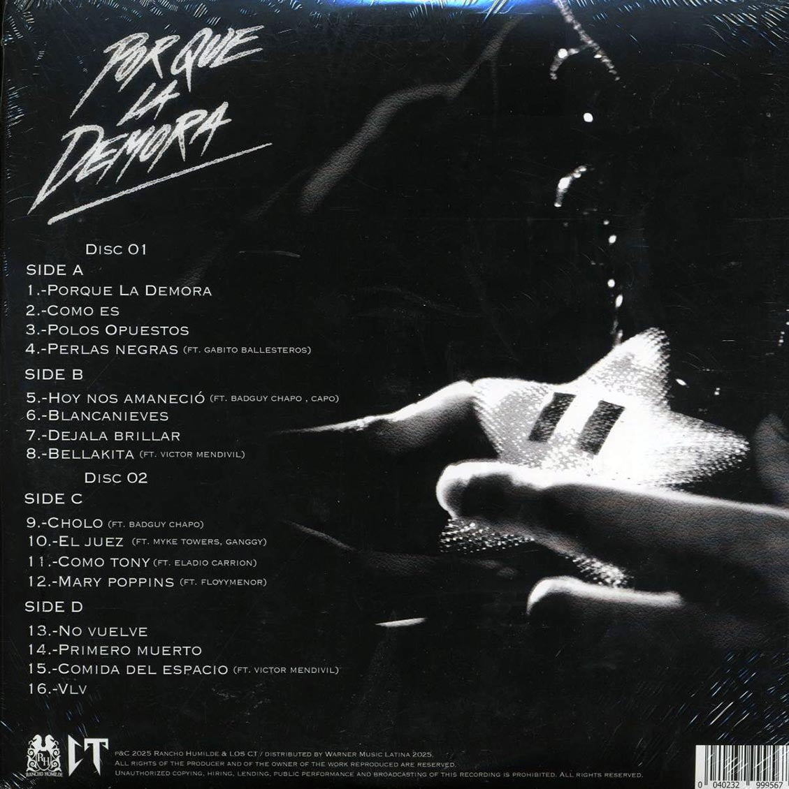 Natanael Cano - Porque La Demora (2xLP) vinyl LP back cover