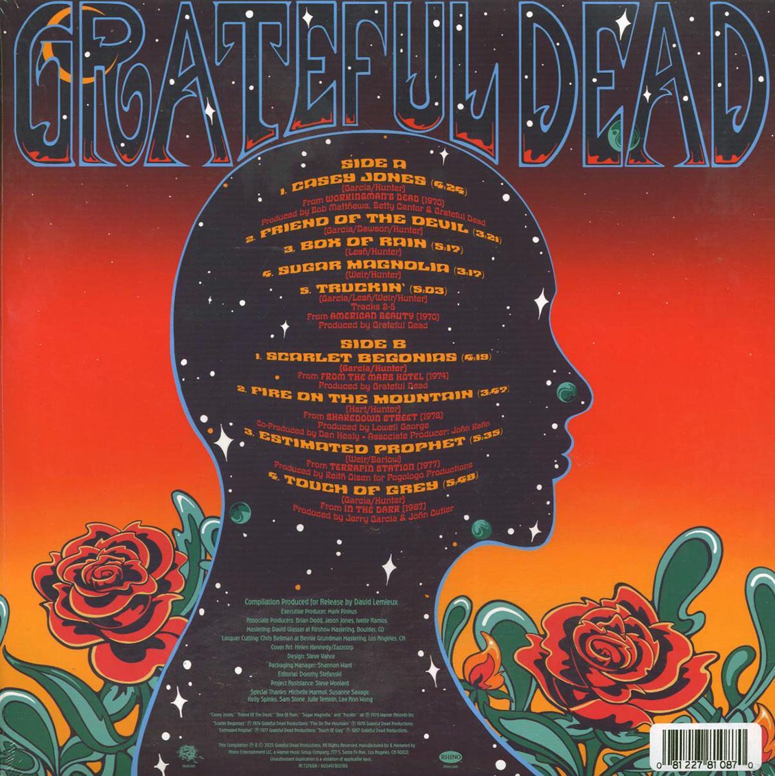 Grateful Dead - Gratest Hits (60th Anniv. Ed.) (ltd. ed.) (magenta vinyl) vinyl LP back cover