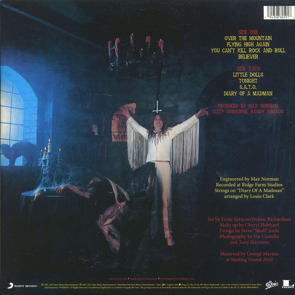 Ozzy Osbourne - Diary Of A Madman (ltd. ed.) (blue swirl vinyl) vinyl LP back cover