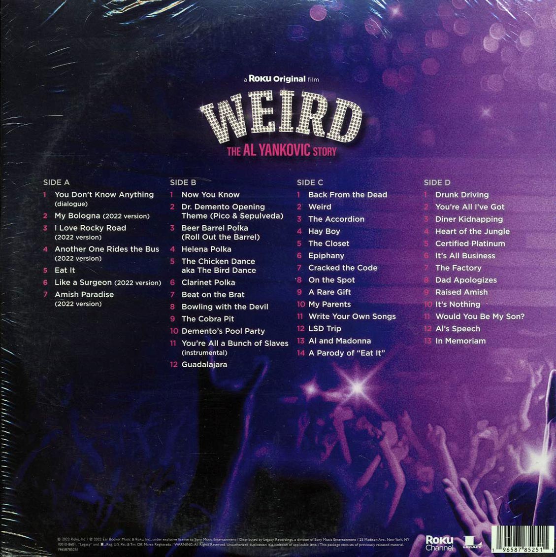 Weird Al Yankovic - Weird: The Al Yankovic Story Original Soundtrack (2xLP) (pink vinyl) vinyl LP back cover