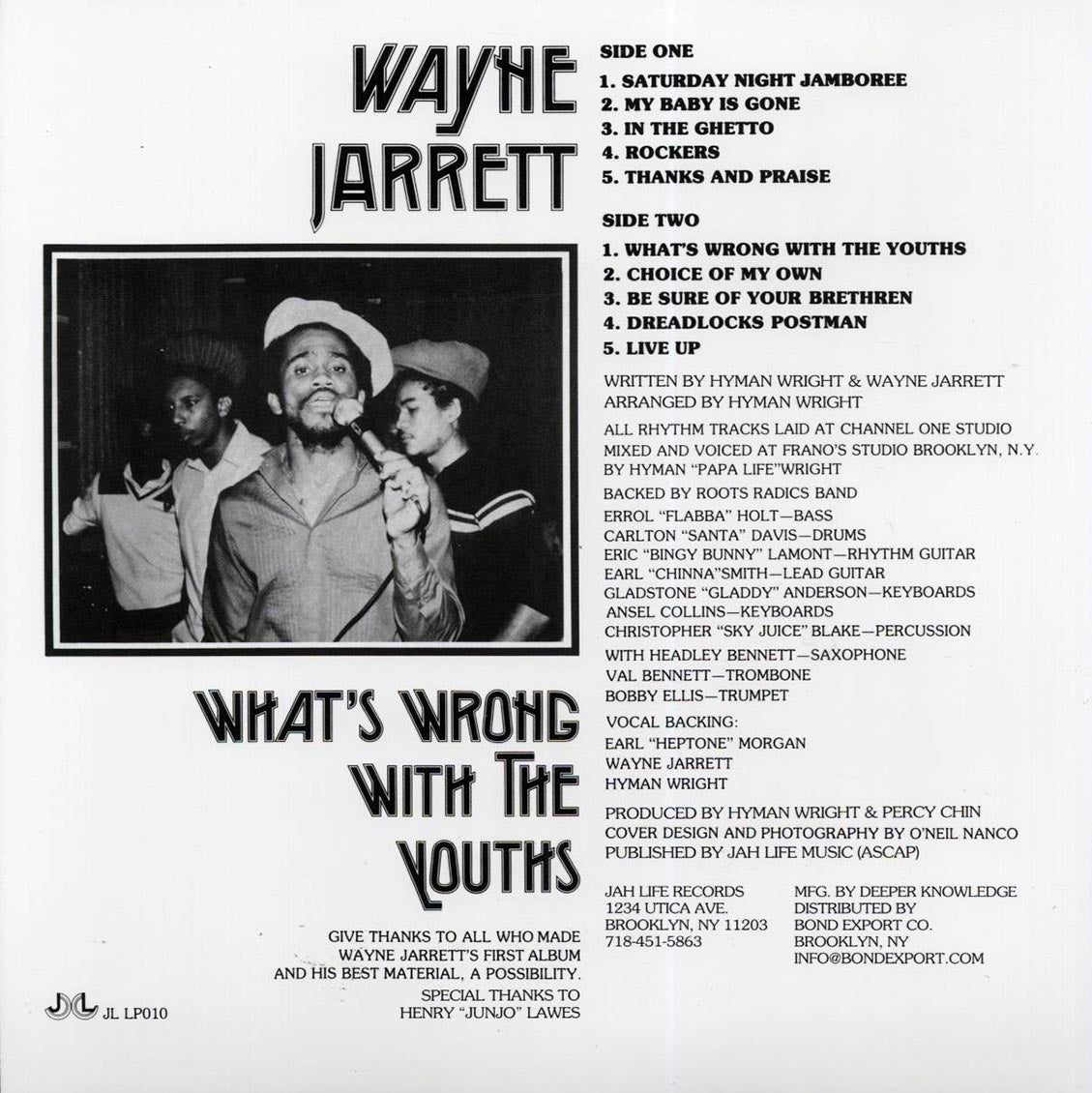 Wayne Jarrett - What's Wrong With The Youths vinyl LP back cover