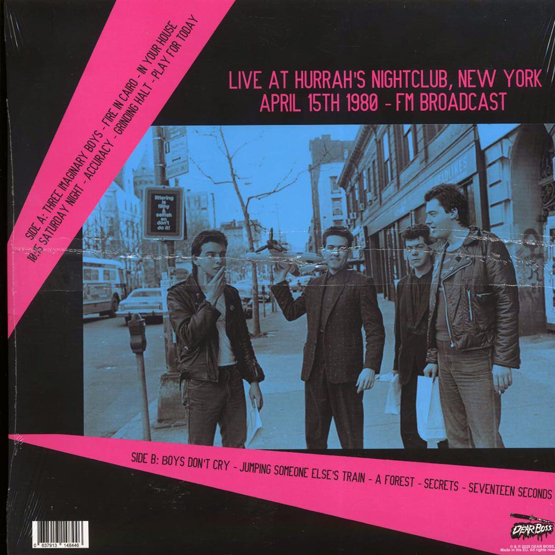 The Cure - Live At Hurrah's Nightclub, New York, April 15th 1980 (ltd. 300 copies made) (pink vinyl) vinyl LP back cover